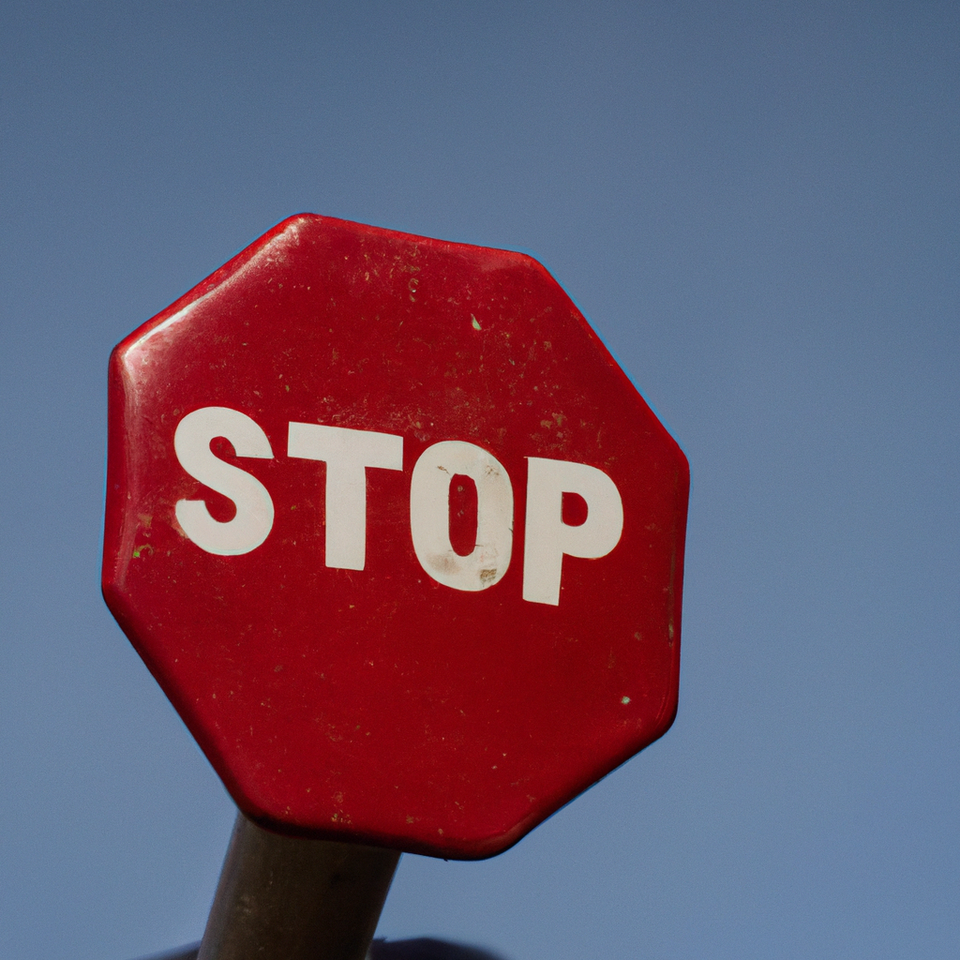 AI-generated red stop sign against a blue sky