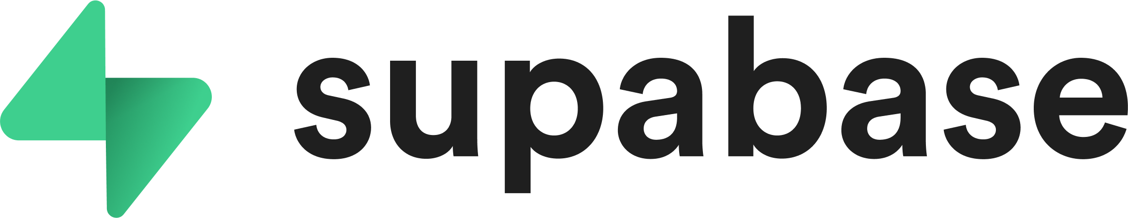 Supabase logo with its green lightning-bolt symbol and black wordmark
