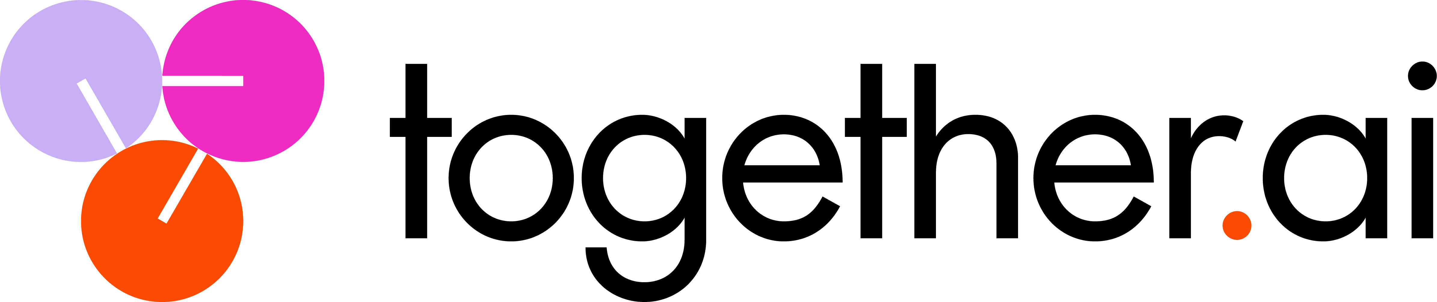 Together AI logo with three colored connected circles beside its black wordmark