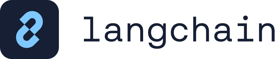 LangChain framework logo with blue chain-link symbol and lowercase wordmark