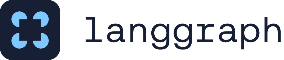LangGraph framework logo with blue four-part symbol and lowercase wordmark