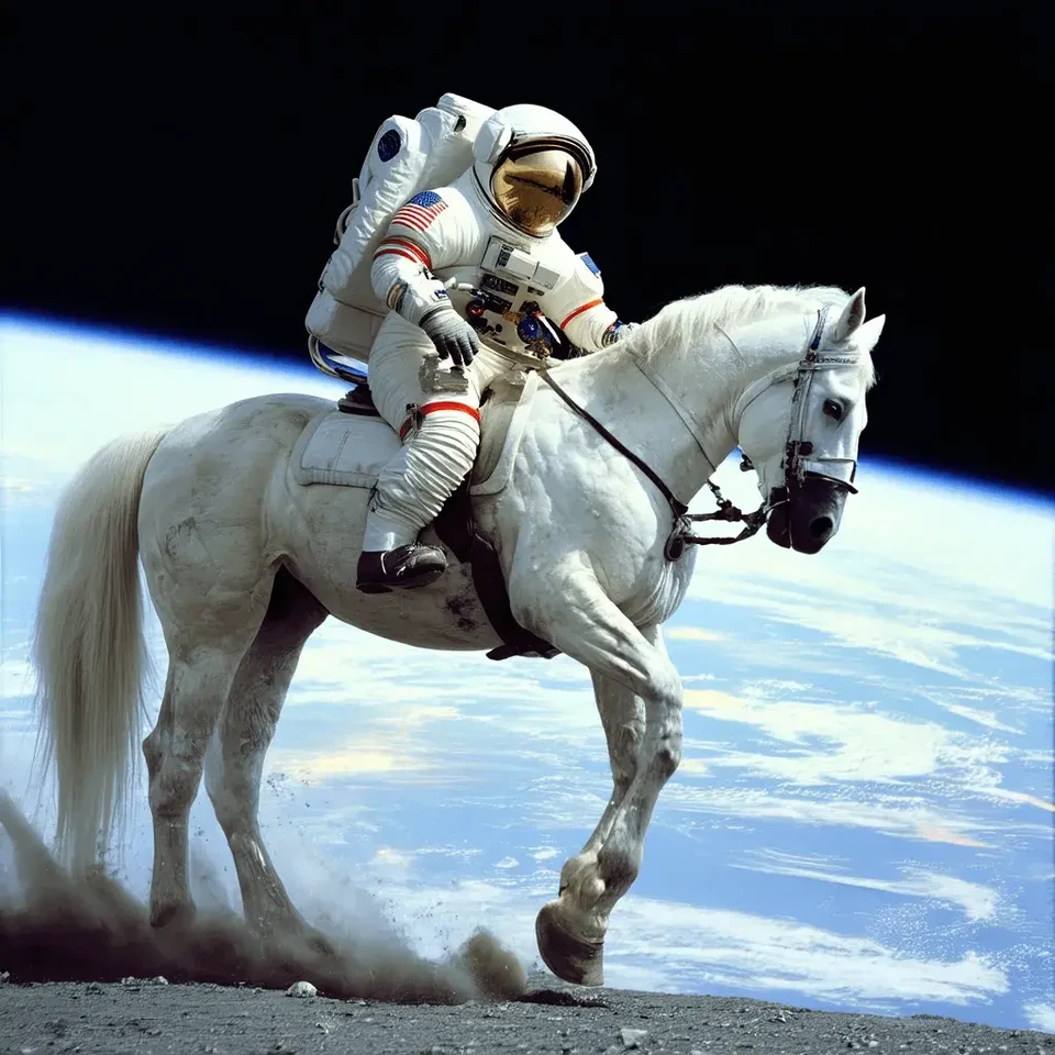 AI-generated image of an astronaut riding a white horse